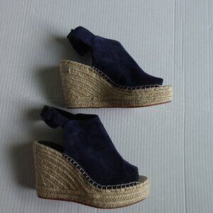 Kenneth Cole NY Women's Blue Suede Slingback Espadrille Wedge Size 7M "Olivia"